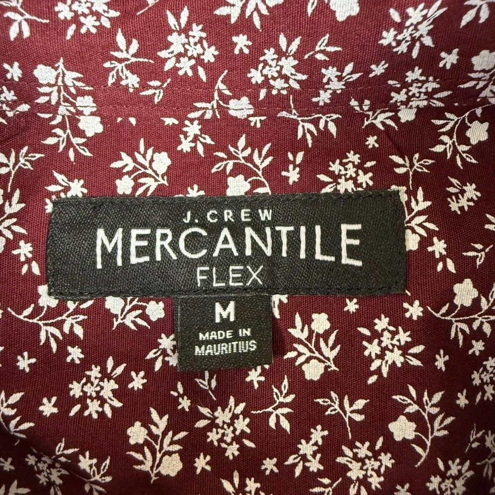 J. Crew Flex Washed Floral Button Down‎ Shirt Long Sleeve Casual Maroon Size 42